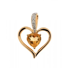 Pendentif coeur Citrine diamant Or 750 2 tons Ce pendentif est serti d une citrine taillée coeur mesurant 6x6mm Un diamant...