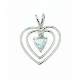 Pendentif Or blanc 375 serti d une aigue marine taillée coeur 5x5mm Dimensions du pendentif (bélière incluse) : 20x15mm