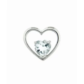 Pendentif Or blanc 375 serti d une aigue marine taille coeur 6x6mm Dimensions du pendentif (bélière incluse) : 12x13mm