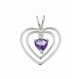 Pendentif Or blanc 375 serti d une améthyste taillée coeur 5x5mm Dimensions du pendentif (bélière incluse) : 20x15mm