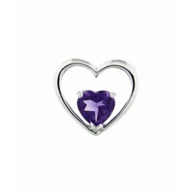 Pendentif Or blanc 375 serti d une améthyste taille coeur 6x6mm Dimensions du pendentif (bélière incluse) : 12x13mm