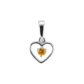 Pendentif Coeur Or blanc 375 Citrine Monture Or blanc 375 (9 carats) Motif coeur 8x8mm une pierre ronde 2.5mm au centre Pi...
