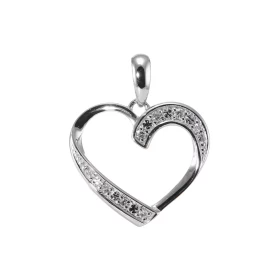 Pendentif coeur Or Blanc 750 serti 7 diamants pour un poids total 0,04 carat Dimensions du pendentif (bélière incluse) : 1...