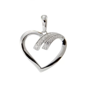Pendentif Coeur Or Blanc 750 Diamant Pendentif forme coeur serti d un diamant 0.005ct Poids total diamant : 0,05 carat (Qu...