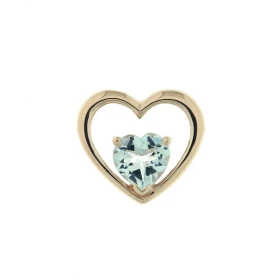 Pendentif Or jaune 375 serti d une aigue marine taille coeur 6x6mm Dimensions du pendentif (bélière incluse) : 12x13mm