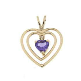Pendentif Or jaune 375 serti d une améthyste taillée coeur 5x5mm Dimensions du pendentif (bélière incluse) : 20x15mm Quali...
