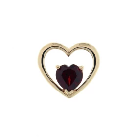 Pendentif Or jaune 375 serti d un grenat taille coeur 6x6mm Dimensions du pendentif (bélière incluse) : 12x13mm