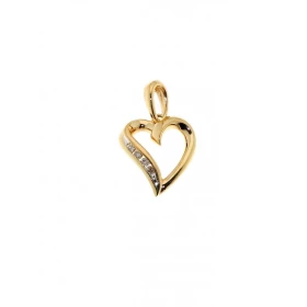 Pendentif Or Jaune motif coeur serti 4 diamants Dimensions (bélière incluse) : 16x10mm Poids Diamant : 0,026 carats Qualit...