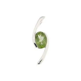 Pendentif Argent 925 serti d un Péridot ovale 7x5mm Dimensions du pendentif : 21x8mm Passage chaine au travers du pendenti...