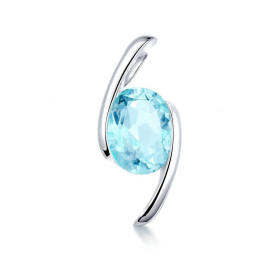 Pendentif Argent 925 serti d une Topaze Bleue traitée ovale 10x8mm Dimensions du pendentif (bélière incluse) : 28x18mm Pas...