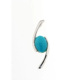 Pendentif Argent 925 serti d une Turquoise ovale 7x5mm Dimensions du pendentif : 21x8mm Passage chaine au travers du pende...
