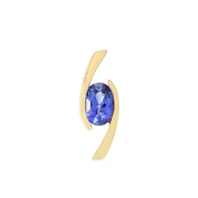  Pendentif Or Jaune serti d une Tanzanite ovale 7x5mm (0,82 carat) Dimensions du pendentif: 18 x 6,6mm 