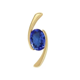  Pendentif Or Jaune serti d une Tanzanite ovale 8x6mm (1,10 carat) Dimensions du pendentif : 20 x 7 mm 