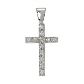 Pendentif Croix Or Blanc Diamants Cette croix est sertie 12 diamants 1,5mm diamètre Les pierres sont maintenues par un se...