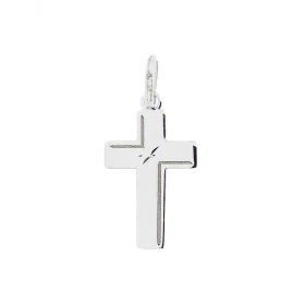 Pendentif croix or blanc 750 Petite étoile diamantée au centre croix Dimension : 23x10mm (bélière incluse)