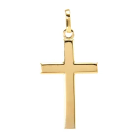 Pendentif croix or jaune 375 Dimensions du pendentif (bélière incluse) : 30x14mm Épaisseur du pendentif : 1mm 