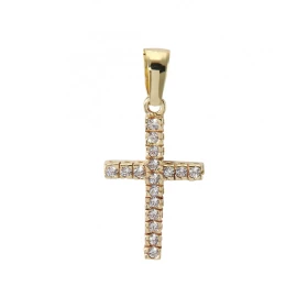  Pendentif croix Or Jaune 375 Oxyde zirconium Dimensions du pendentif (bélière incluse) : 23x11 mm 