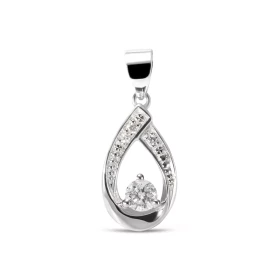 Pendentif Or Blanc serti 4 Diamants pour un poids total 0,15 carat Dimensions du pendentif (bélière incluse) : 18 x 7,5 mm...