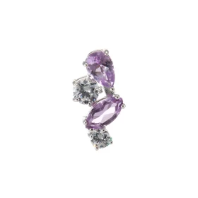 Pendentif Double Duo Argent 925 Rhodié Améthyste Oxydes Motif composé 4 pierres : 1 Améthyste poire 6x4mm 1 Améthyste marq...