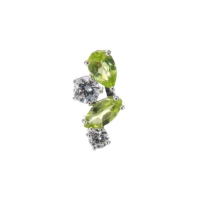 Pendentif Double Duo Argent 925 Rhodié Péridot Oxydes Motif composé 4 pierres : 1 Péridot poire 6x4mm 1 Péridot marquise 7...