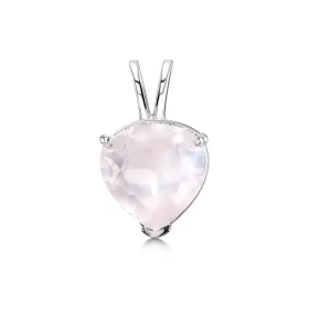 Pendentif Argent 925 Quartz Rose Ce pendentif est serti d une pierre taille coeur 8x8mm La pierre est maintenue par un ser...