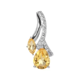  Pendentif Argent 925 Rhodié Citrine Poire Marquise Pendentif composé d un motif pavé d oxydes zirconium sertis Citrines f...