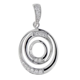 Pendentif Argent 925 rhodié oxyde zirconium Dimensions du pendentif (vue face, bélière incluse) : 27x15mm