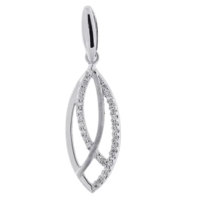 Pendentif Argent 925 rhodié oxyde zirconium Dimensions du pendentif (vue face, bélière incluse) : 32x10mm