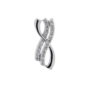  Pendentif Argent 925 rhodié oxyde zirconium Dimensions du pendentif (vue face, bélière incluse) : 18x7mm 