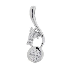 Pendentif Argent 925 rhodié oxyde zirconium Dimensions du pendentif (vue face, bélière incluse) : 24x7,5mm
