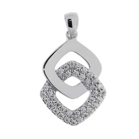 Pendentif Argent 925 rhodié oxyde zirconium Dimensions du pendentif (vue face, bélière incluse) : 25x14mm