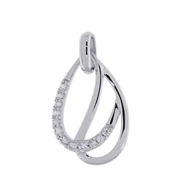 Pendentif Argent 925 rhodié oxyde zirconium Dimensions du pendentif (vue face, bélière incluse) : 20x12mm