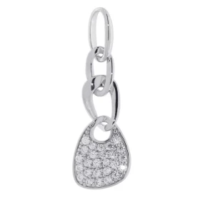 Pendentif Argent 925 rhodié oxyde zirconium Dimensions du pendentif (vue face, bélière incluse) : 32x10mm