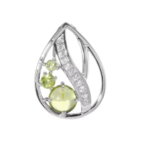 Pendentif Argent 925 Rhodié Péridot Ronds Oxydes Pendentif composé d un motif forme poire pavé d oxydes zirconium sertis P...