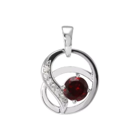 Pendentif Entrelacé Argent 925 Rhodié Grenat Oxydes Motif entrelacé serti 6 oxydes 1.5mm La pierre centrale est ronde mesu...