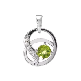Pendentif Entrelacé Argent 925 Rhodié Péridot Oxydes Motif entrelacé serti 6 oxydes 1.5mm La pierre centrale est ronde mes...