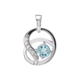 Pendentif Entrelacé Argent 925 Rhodié Topaze bleue traitée Oxydes Motif entrelacé serti 6 oxydes 1.5mm La pierre centrale ...