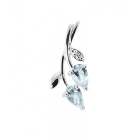 Pendentif Feuille Or blanc 375 Aigue Marine Diamant Pendentif forme feuille or blanc 375 (9 carats) 2 aigues marines taill...