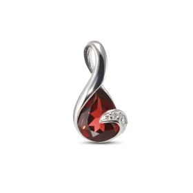 Pendentif grenat diamant Or Blanc 750 Ce pendentif est serti d un grenat poire mesurant 8x6mm Un diamant 0,005 carat est s...
