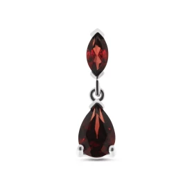 pendentif Grenat Or Blanc 375 Les Grenats sont taillés marquise 6x3mm poire 7x5mm Les dimensions du pendentif sont 18mm lo...