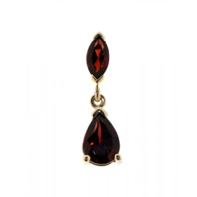 pendentif grenat Or Jaune 375 Les Grenats sont taillés marquise 6x3mm poire 7x5mm Les dimensions du pendentif sont 18mm lo...