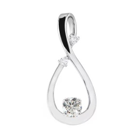  Pendentif Infini Or Blanc 750 Diamant Pendentif serti d un diamant central 4.8mm diamètre (0.43 carat - Couleur I - Puret...