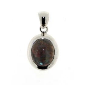 Pendentif Argent 925 Labradorite serti d une pierre 12x10mm, hauteur totale : 27mm