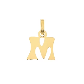 Pendentif Lettre M découpée Or Jaune 375/1000 Dimensions du Pendentif Initiale M (bélière incluse) : 16x9mm 
