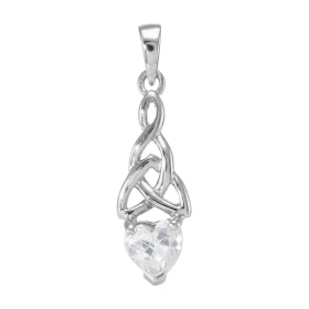 Pendentif Motif Celtique Argent 925 Rhodié Oxyde zirconium Pendentif motif Triquetra serti d une pierre forme coeur Les di...