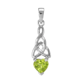 Pendentif Motif Celtique Argent 925 Rhodié Péridot Pendentif motif Triquetra serti d une pierre forme coeur Les dimensions...