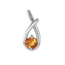 Pendentif Motif Croisé Argent 925 Rhodié Citrine Ronde 6mm Motif croisé serti d une Citrine ronde 6mm Les dimensions du pe...