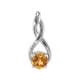 Pendentif Motif Entrelacé Argent 925 Rhodié Citrine Ronde 6mm Motif entrelacé serti d une Citrine ronde 6mm Les dimensions...