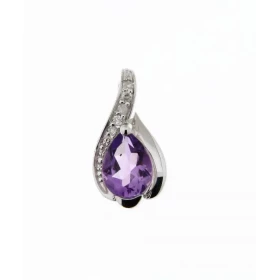 Pendentif Or blanc 375 serti d une améthyste taille poire 7x5mm 5 diamants Dimensions du pendentif (bélière incluse) : 14 ...