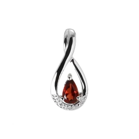 Pendentif Or blanc 375 Grenat Poire 5x3mm Diamant Monture Or blanc 375 (9 carats) sertie d une pierre taille poire 5x3mm (...